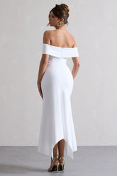 White Bardot Midi Dress